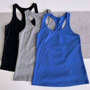 Wild Fable Set/3 Black Gray Blue Ribbed Racerback Tank Tops Size Medium